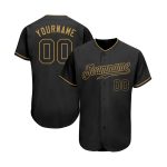 Custom Black Black-Old Gold Authentic Baseball Jersey