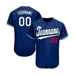 Custom Royal White-Red Baseball Jersey