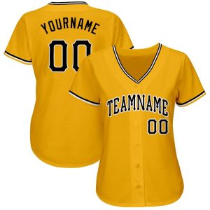 Custom Gold Black-White Softball Jersey