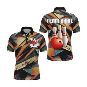 Custom Collar Short Sleeve Bowling Jerseys Camouflage Pattern Men Oversize Bowling Shirt